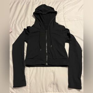 Black Cropped Zip Up sweatshirt